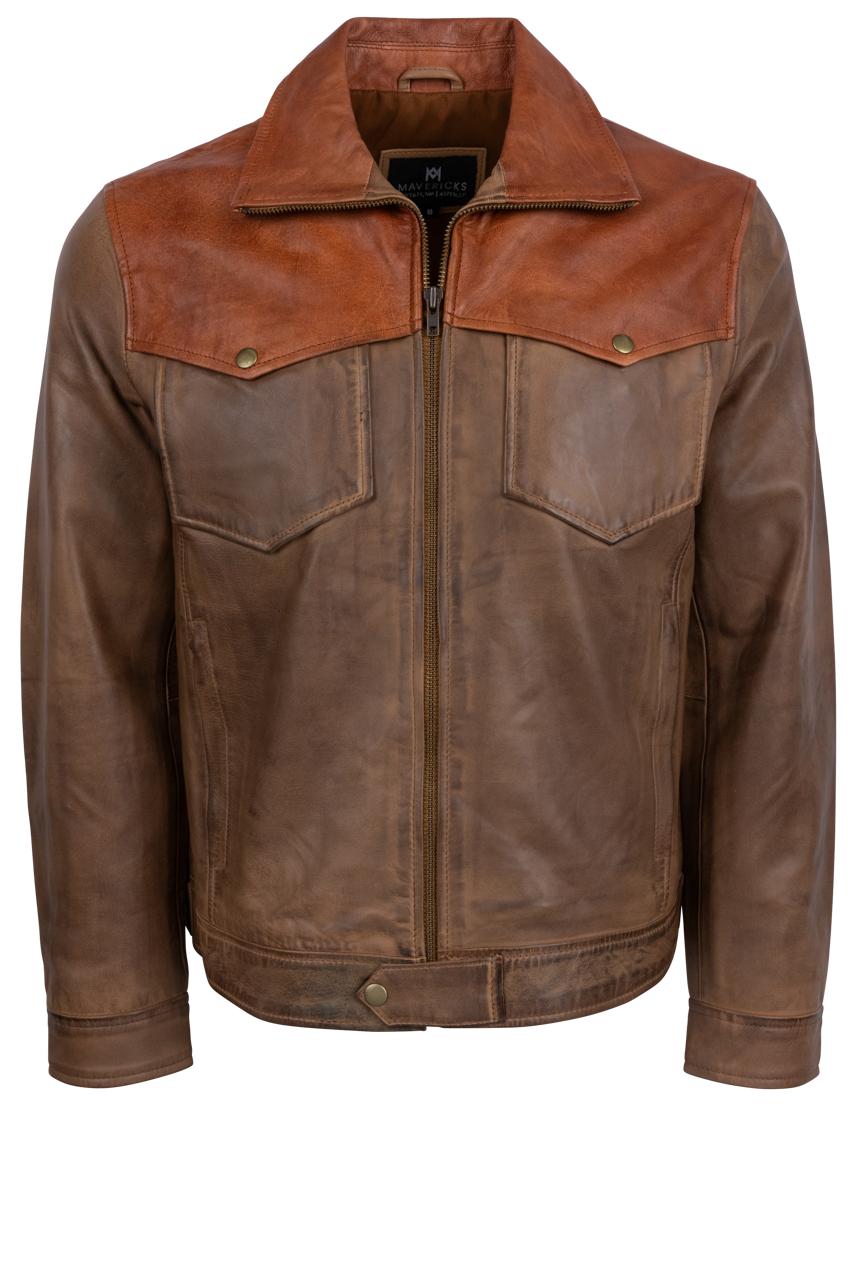 Western Ranch Jacket Maverick's Ranchers Two-Tone Western Leather Jacket | Pinto Ranch
