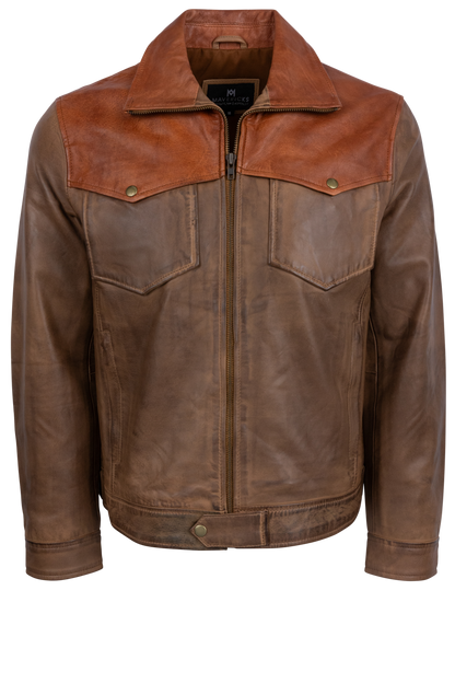 Maverick's Ranchers Two-Tone Western Leather Jacket | Pinto Ranch Maverick's Ranchers Two-Tone Western Leather Jacket | Pinto Ranch