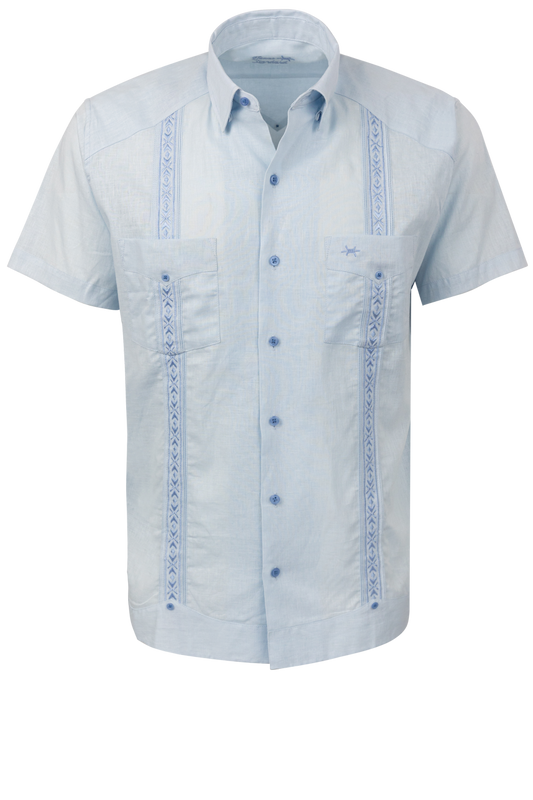 Texas Standard Tejas Guayabera Shirt - Sky Blue