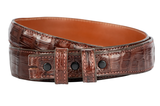 Chacon 1.25" Ultra Crocodile Matte Tapered Leather Belt Strap