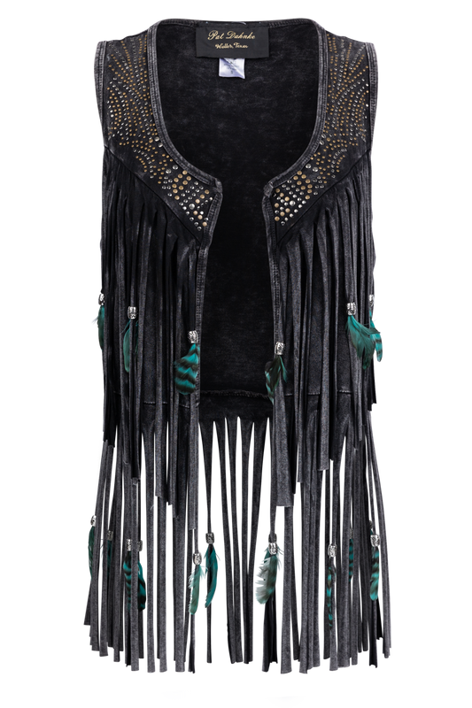 Pat Dahnke Fringe & Feather Vest