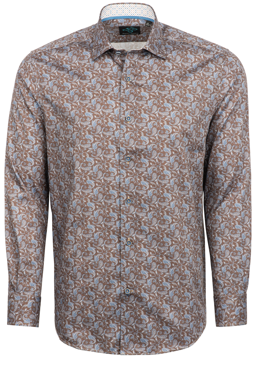 Pinto Ranch YY Collection Button-Front Sport Shirt - Camel Paisley