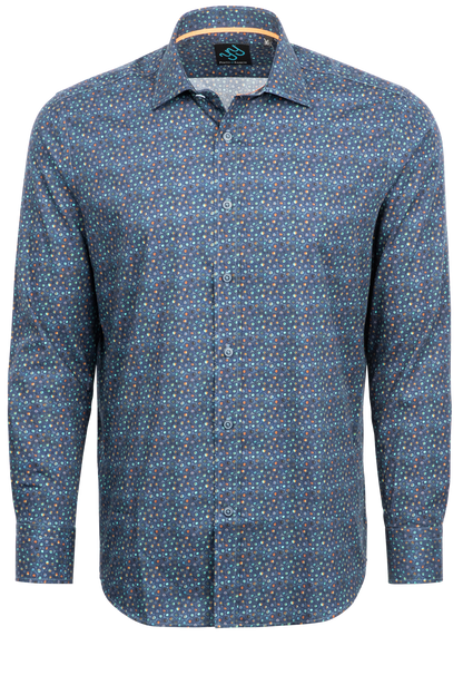 Pinto Ranch YY Collection Button-Front Sport Shirt - Dotted Navy