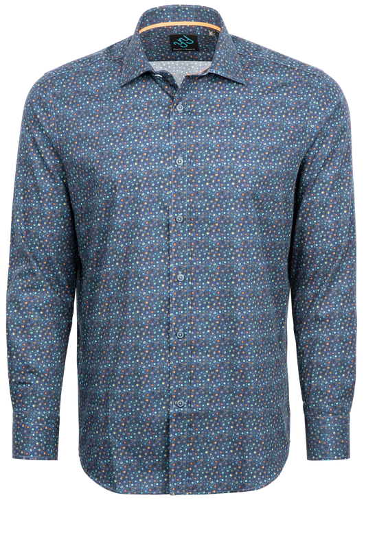 Pinto Ranch YY Collection Button-Front Sport Shirt - Dotted Navy