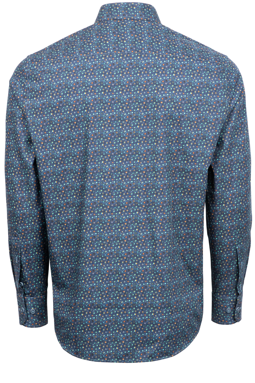 Pinto Ranch YY Collection Button-Front Sport Shirt - Dotted Navy