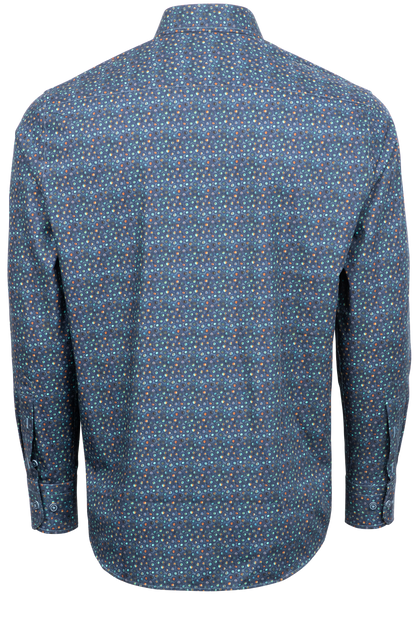 Pinto Ranch YY Collection Button-Front Sport Shirt - Dotted Navy