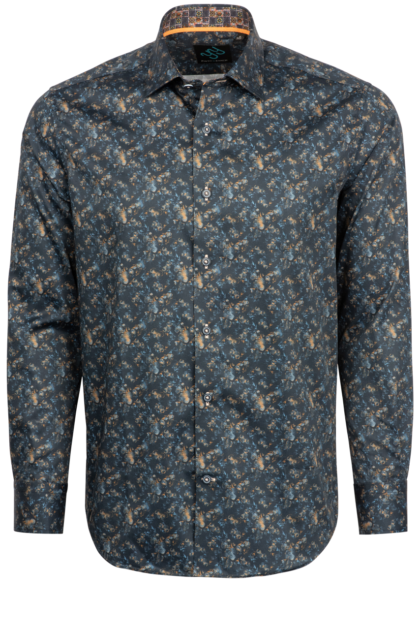 Pinto Ranch YY Collection Button-Front Sport Shirt - Navy Floral