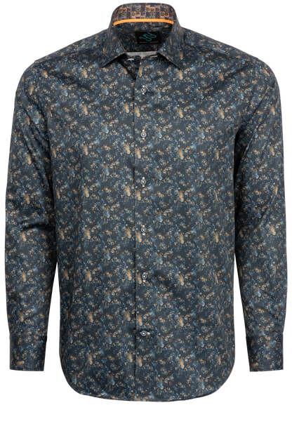 Pinto Ranch YY Collection Button-Front Sport Shirt - Navy Floral