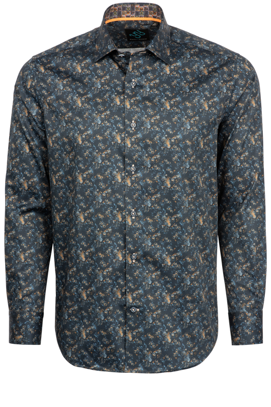 Pinto Ranch YY Collection Button-Front Sport Shirt - Navy Floral