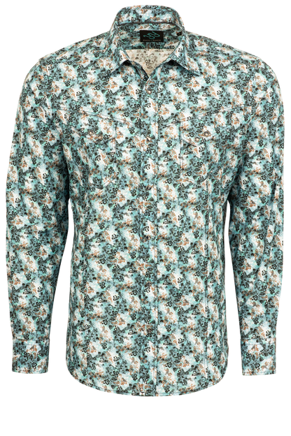 Pinto Ranch YY Collection Snap Front Sport Shirt - Turquoise Floral