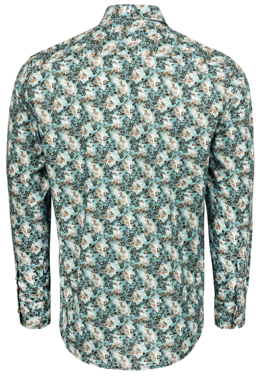 Pinto Ranch YY Collection Snap Front Sport Shirt - Turquoise Floral