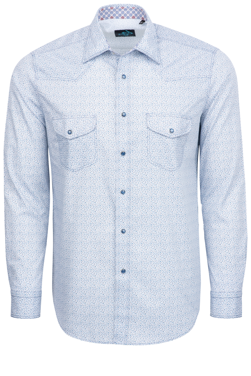 Pinto Ranch YY Collection Snap Front Shirt - Blue Vines