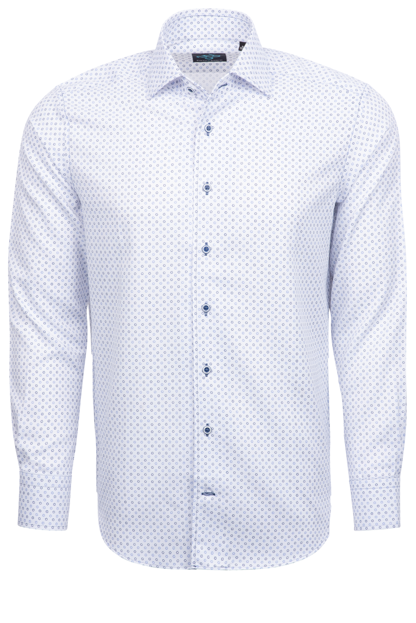 Pinto Ranch YY Collection Button-Front Sport Shirt - White Herringbone