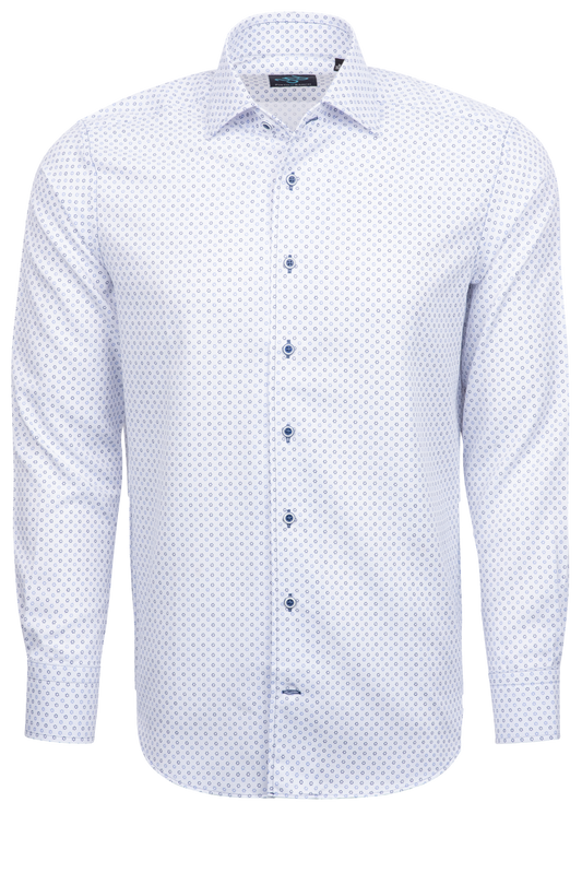 Pinto Ranch YY Collection Button-Front Sport Shirt - White Herringbone