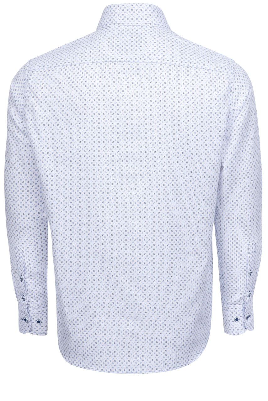 Pinto Ranch YY Collection Button-Front Sport Shirt - White Herringbone