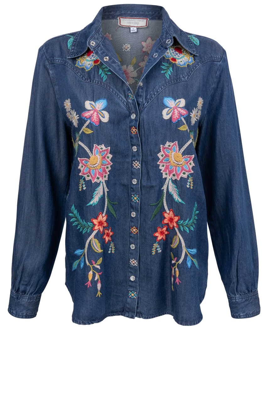 Johnny Was Malaya Denim Western Shirt