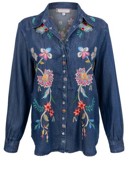 Johnny Was Malaya Denim Western Shirt