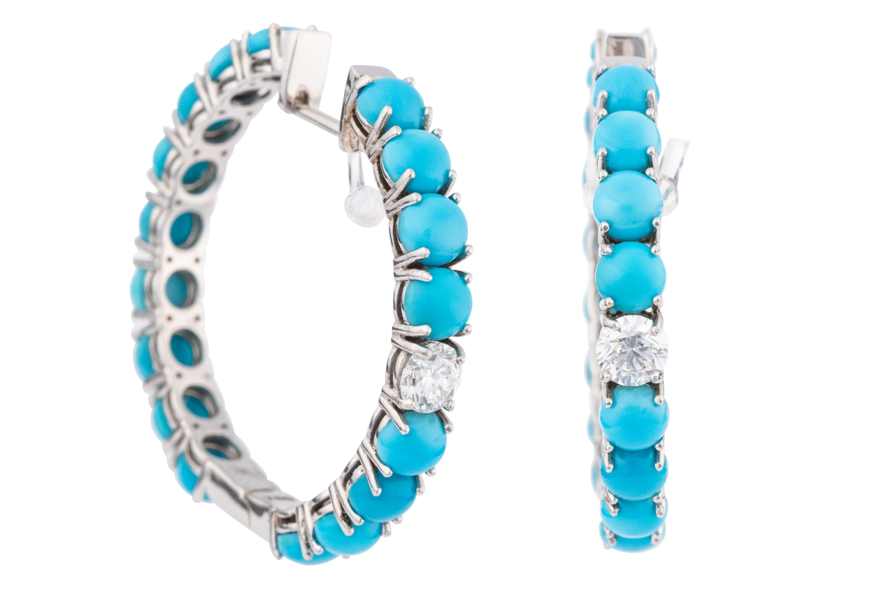 Sleeping Beauty Turquoise Hoop Earrings