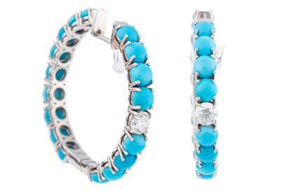 Sleeping Beauty Turquoise Hoop Earrings
