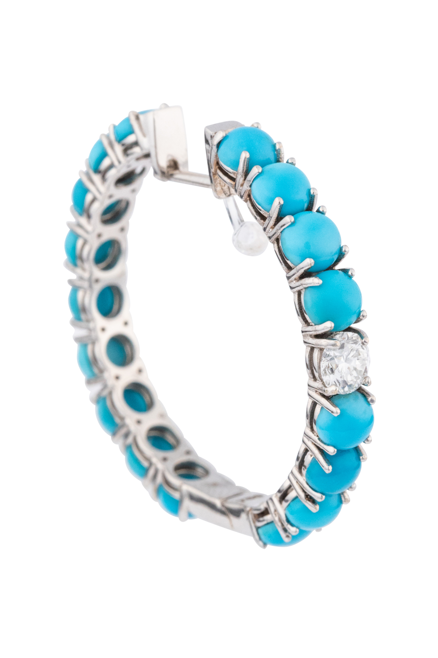 Sleeping Beauty Turquoise Hoop Earrings