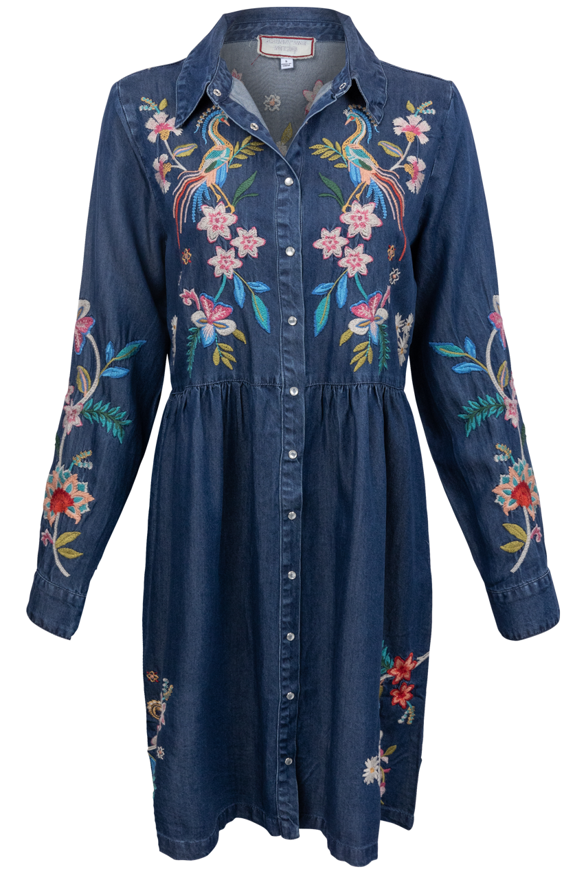 Johnny Was Malaya Denim Shirt Dress