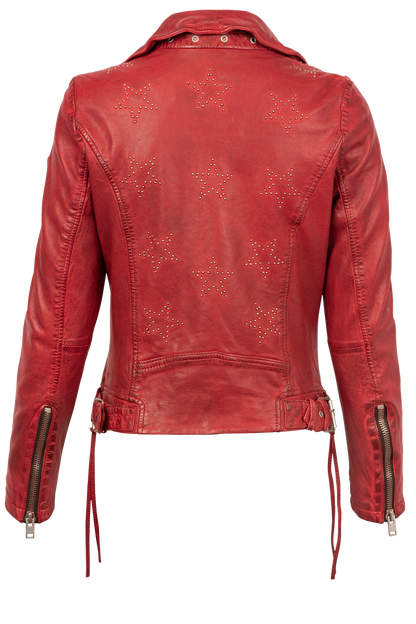 Mauritius Red Wani Vintage Lamb Leather Western Jacket Pinto Ranch