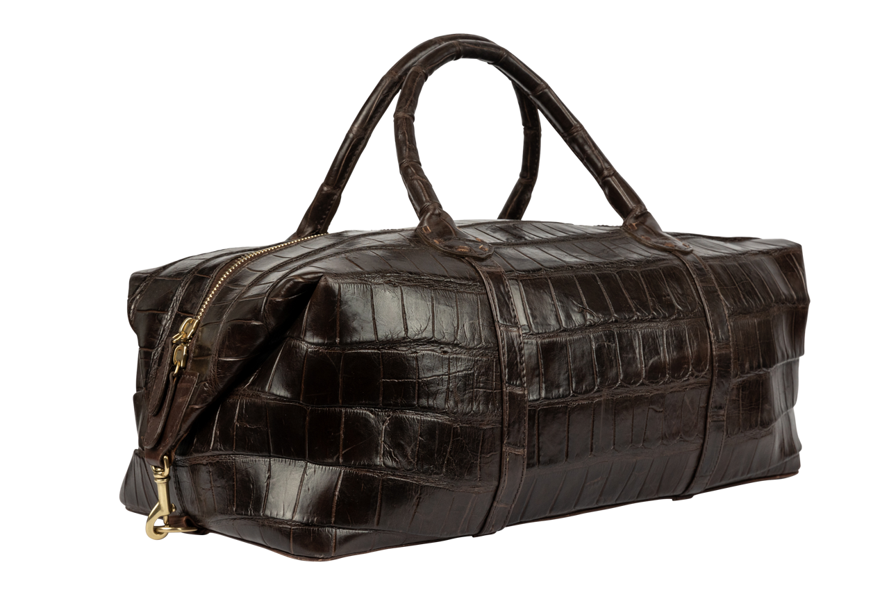 Maverick's Alligator Weekender Bag - Chocolate