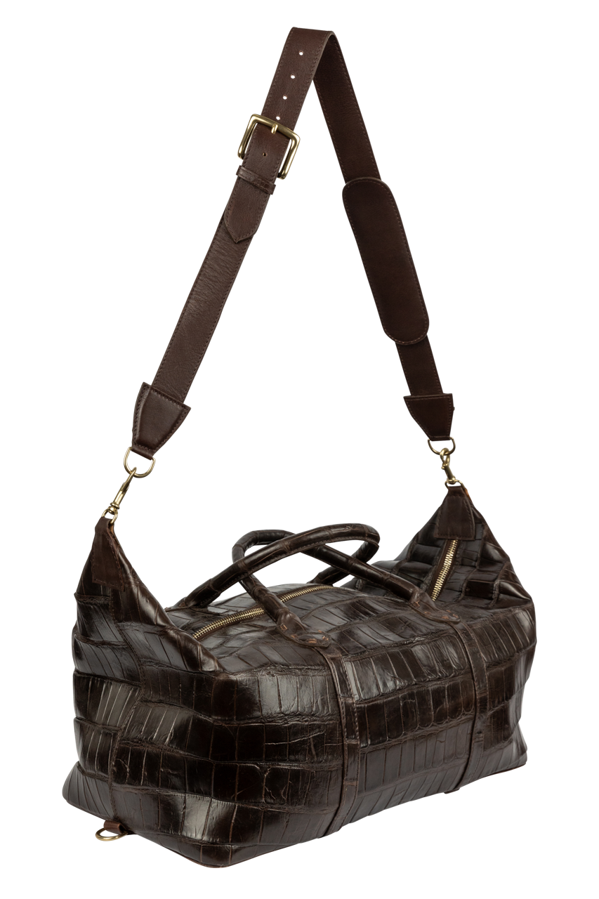 Maverick's Alligator Weekender Bag - Chocolate