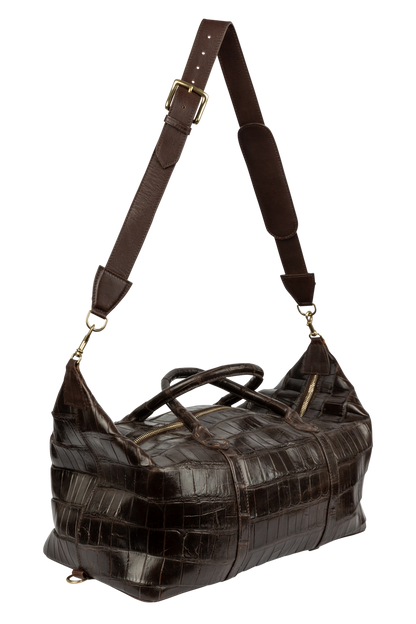 Maverick's Alligator Weekender Bag - Chocolate