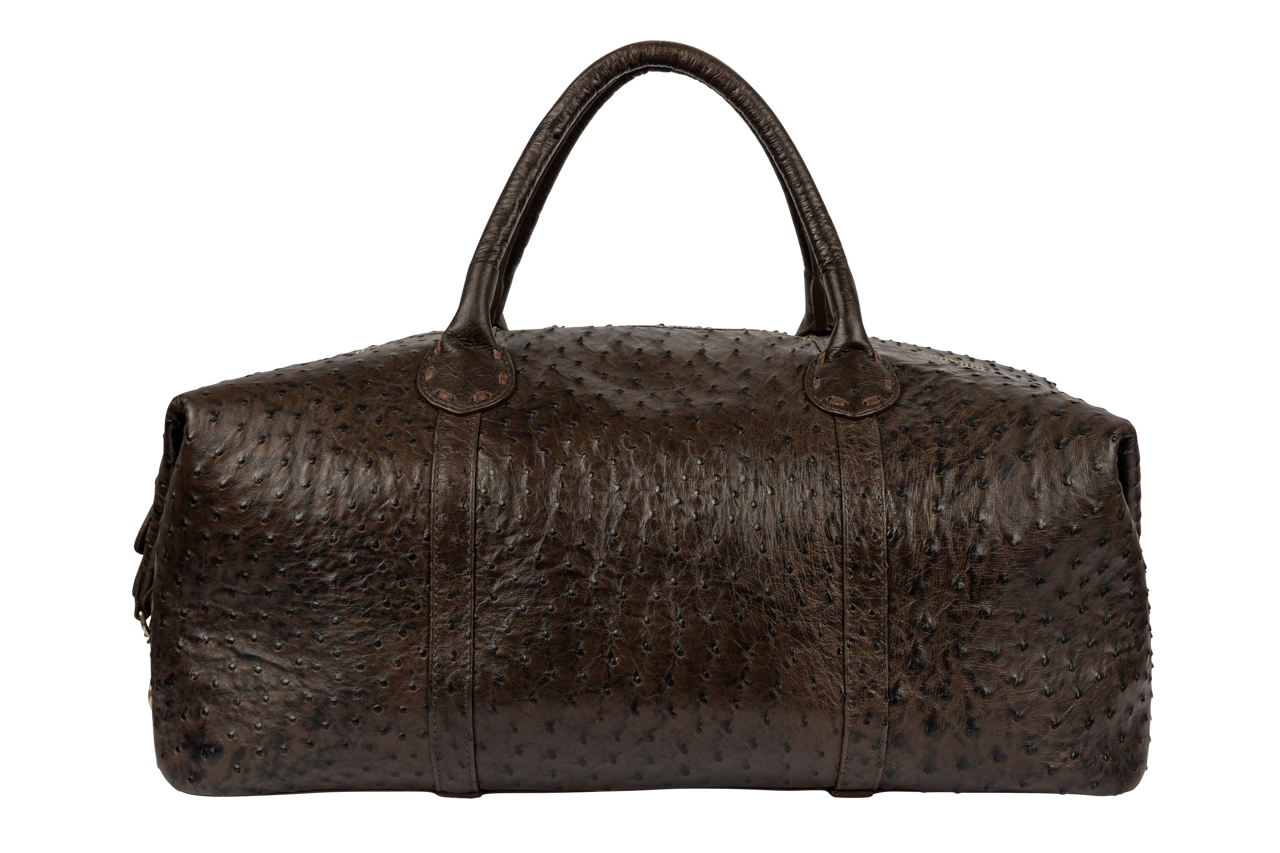 Maverick's Ostrich Weekender Bag - Chocolate