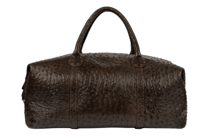 Maverick's Ostrich Weekender Bag - Chocolate