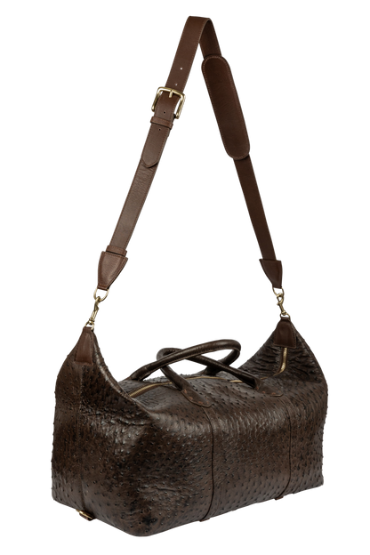 Maverick's Ostrich Weekender Bag - Chocolate