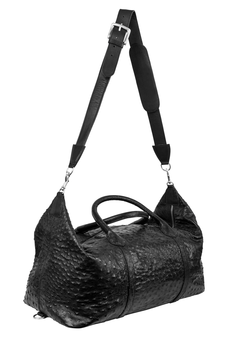 Maverick's Ostrich Weekender Bag - Black