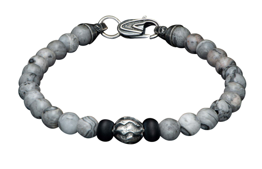 William Henry Brookings Silver Agate Bracelet