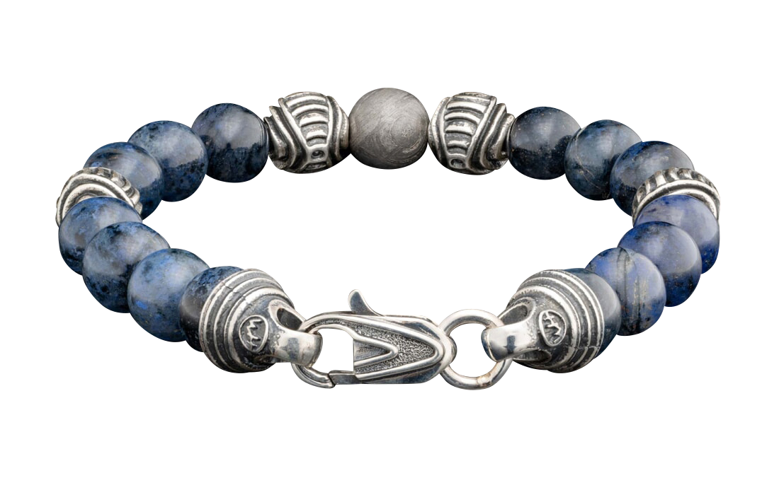 Handmade Men's Stretchy Bracelet – Turquoise Gemstone With 925 Sterling Silver Beads