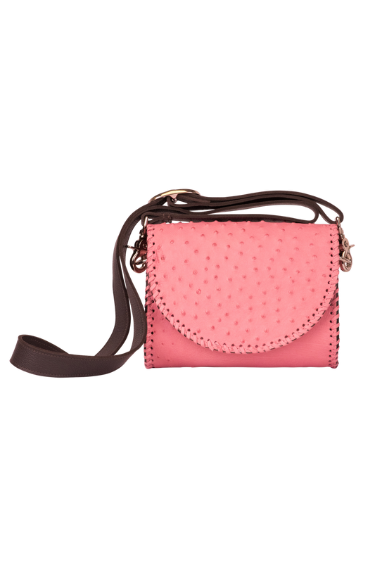 Juan Antonio Full Quill Pink Ostrich Bag