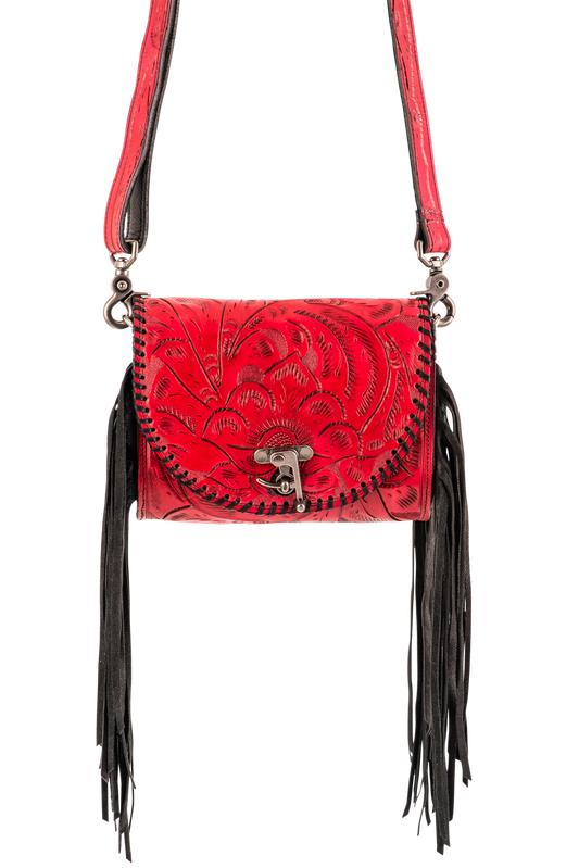 Juan Antonio Red Fringe Crossbody Bag