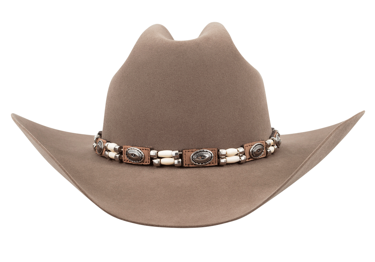 Tan Cowboy Hat with Beaded Hat Band