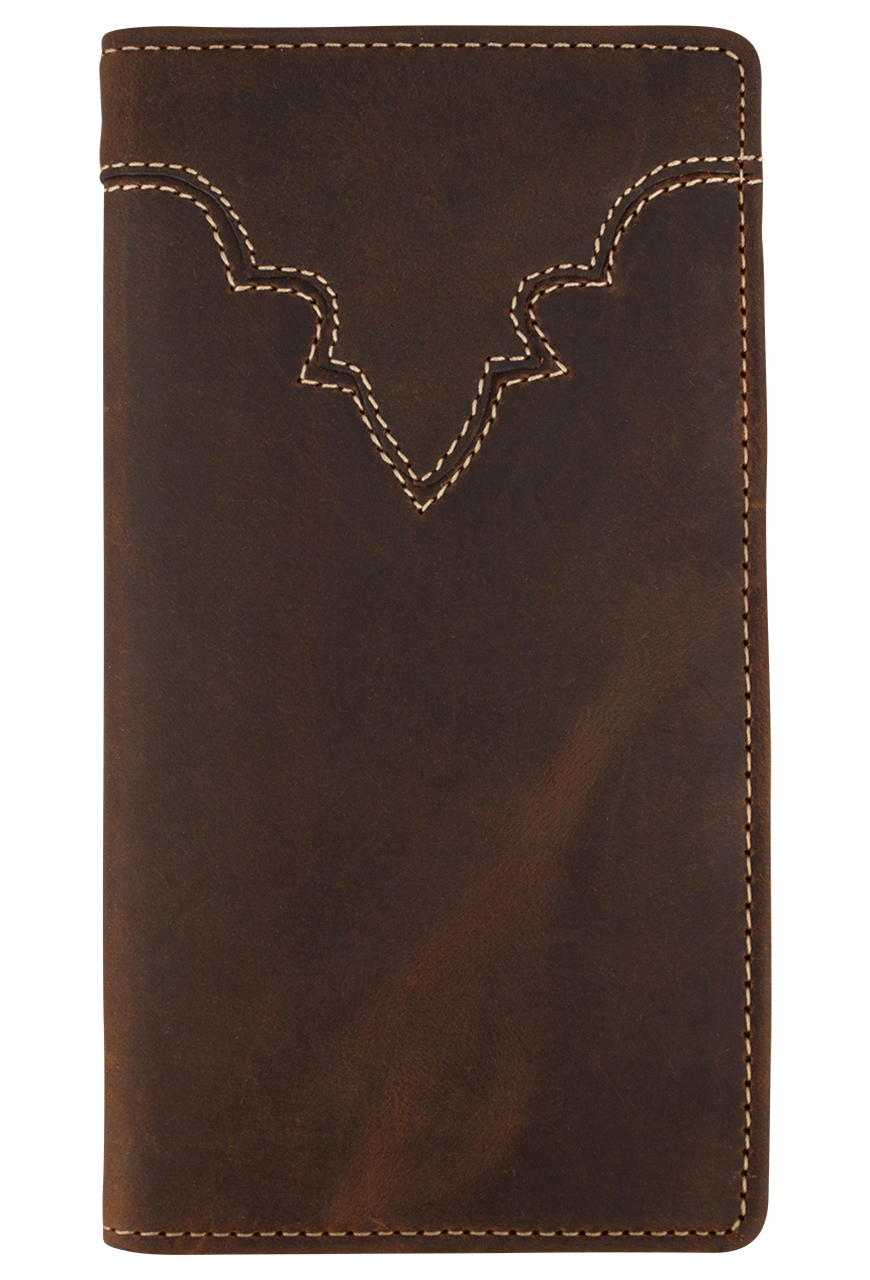 Justin Classic Brown Western Checkbook Wallet Pinto Ranch
