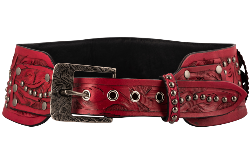 Juan Antonio Studded Red Belt