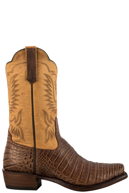 Rios of Mercedes Suave Caiman Belly Cowboy Boots - Chocolate