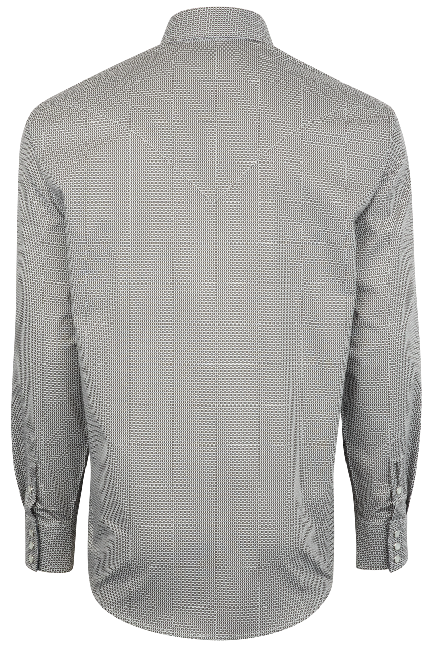 Stetson Men's Geometric Print Pearl Snap Shirt - Gray