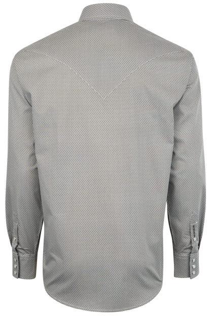 Stetson Men's Geometric Print Pearl Snap Shirt - Gray