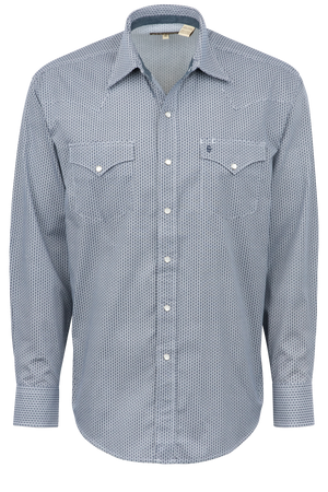 Stetson Men's Deco Geometric Pearl Snap Shirt - Blue