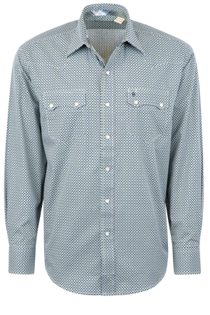 Stetson Men's Diamond Foulard Print Pearl Snap Shirt - Green