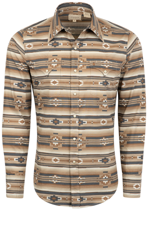 Stetson Men's Original Rugged Aztec Pearl Snap Shirt - Brown