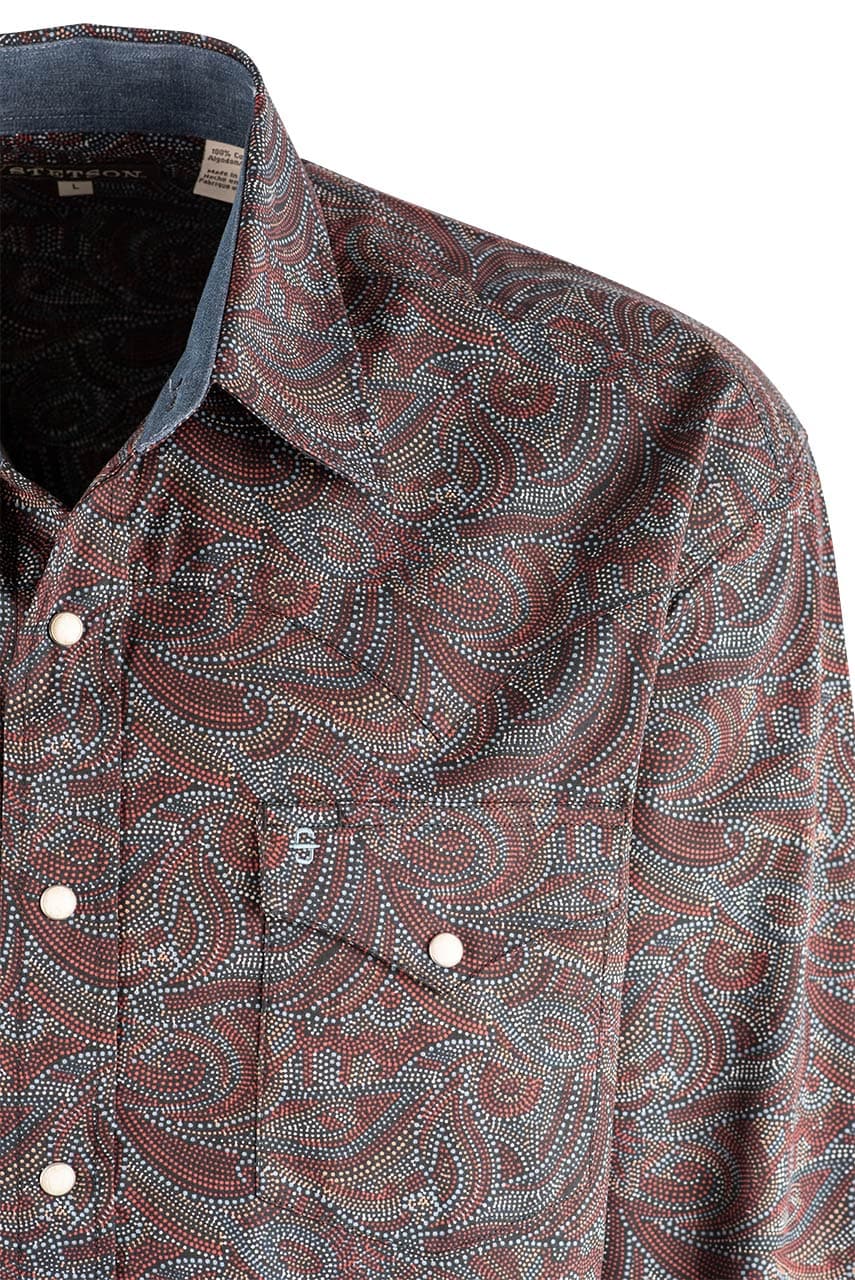 Stetson Men's Spotted Paisley Snap Shirt - Front
