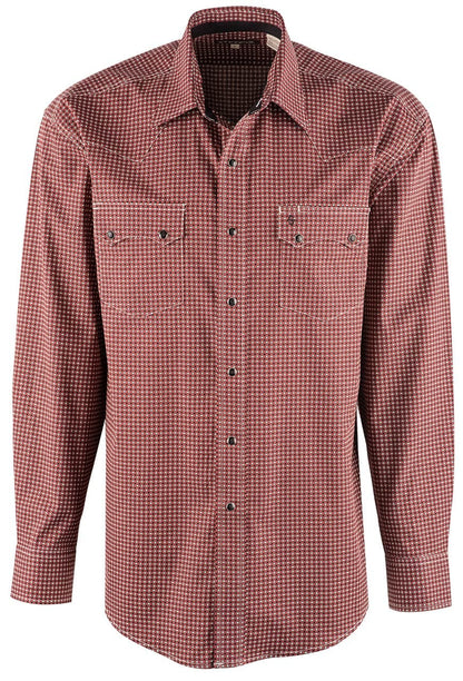 Stetson Men's Red Geo Print Poplin Snap Shirt