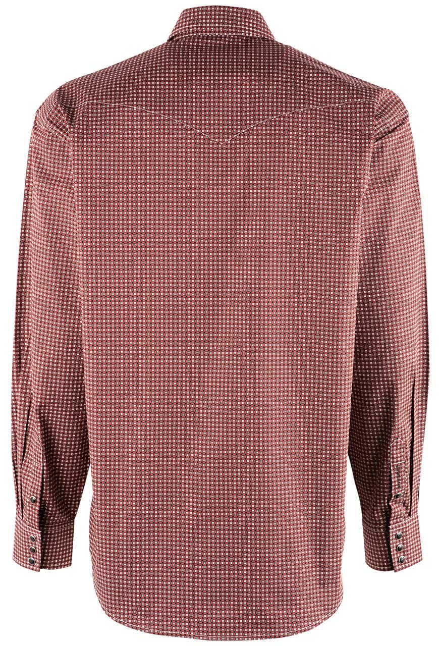 Stetson Men's Red Geo Print Poplin Snap Shirt