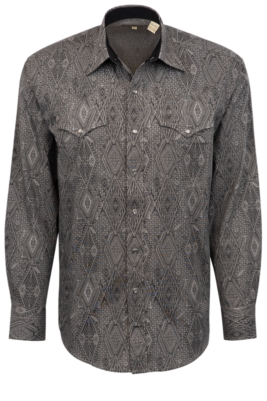 Stetson Men's Aztec Print Pearl Snap Shirt - Gray